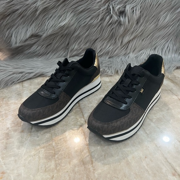 Michael Kors Women's Monique Trainer Lace-up Sneakers - Brown Logo - Picture 2 of 8